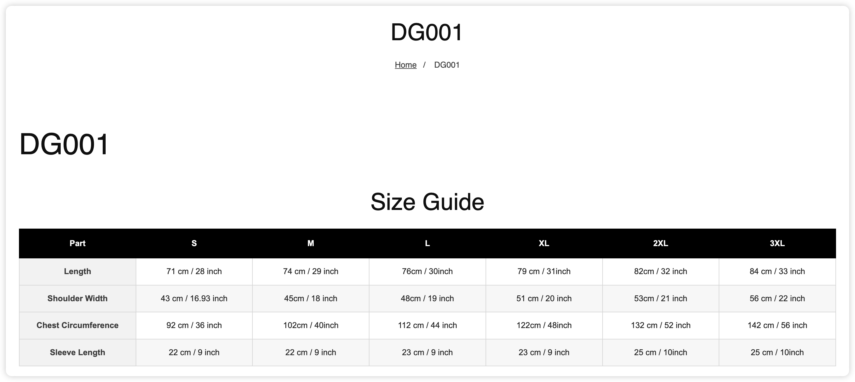 Size Guide
