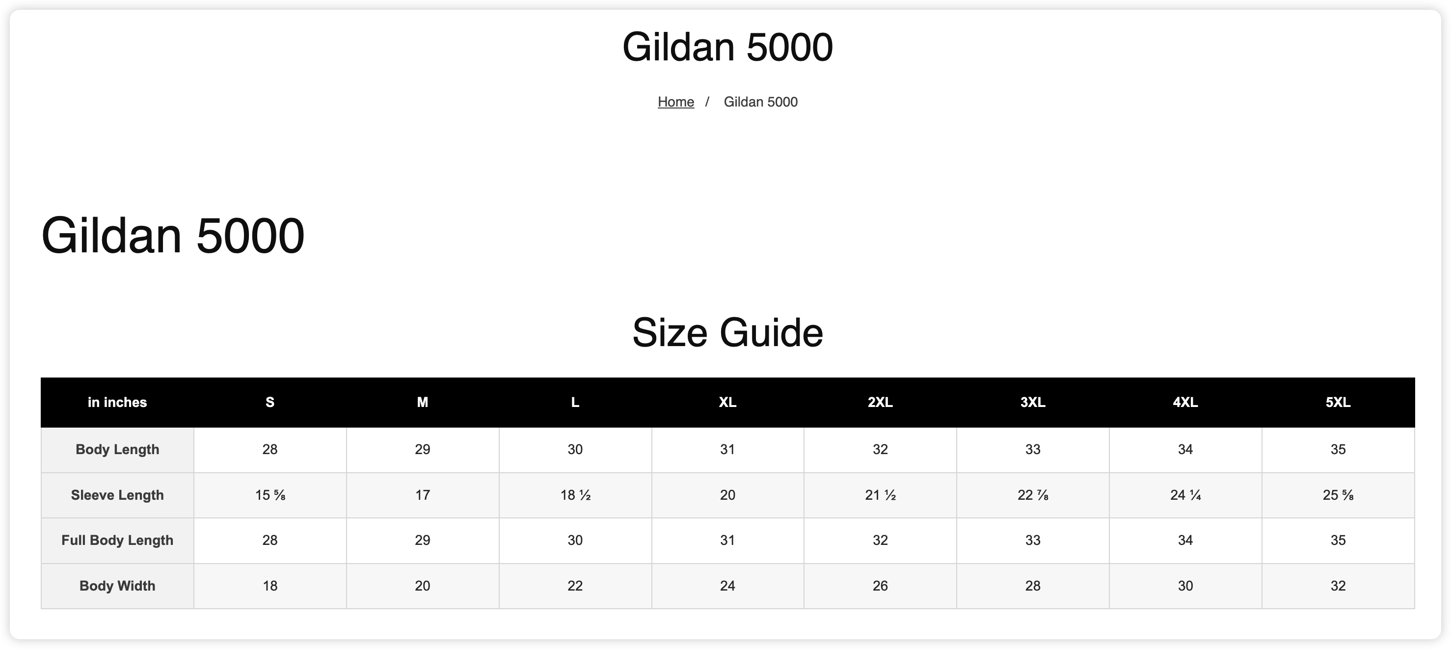Size Guide