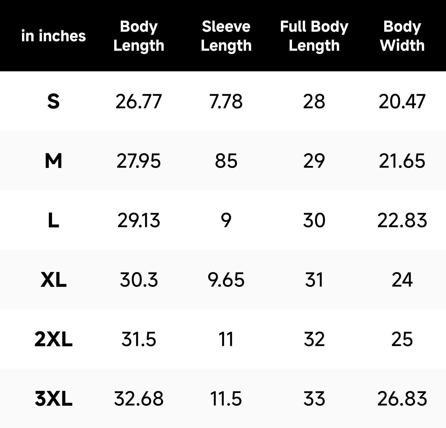 Size Guide